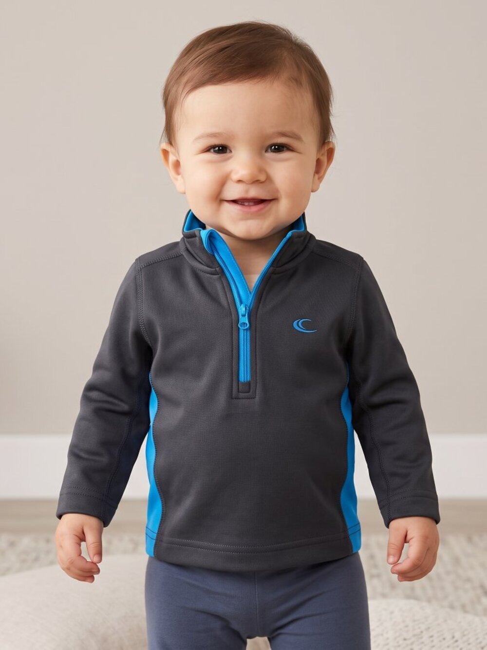 NWT | Carter's Half-Zip Fleece Pullover | Blue & Grey Color-block | 12M